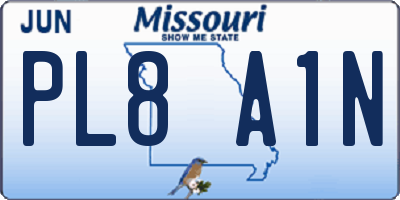MO license plate PL8A1N