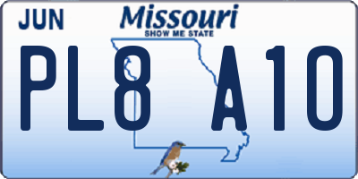 MO license plate PL8A1O