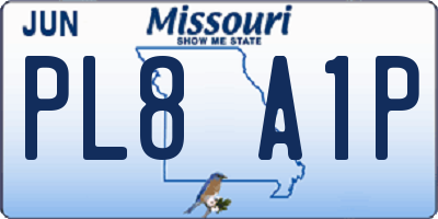 MO license plate PL8A1P