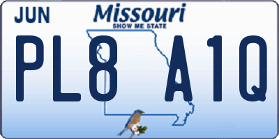 MO license plate PL8A1Q