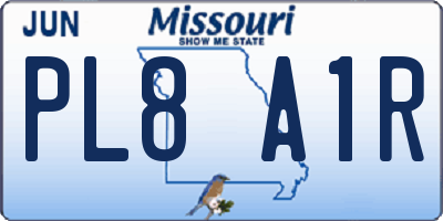MO license plate PL8A1R