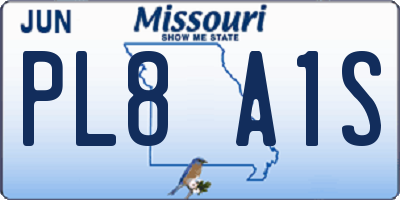 MO license plate PL8A1S