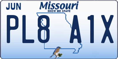 MO license plate PL8A1X