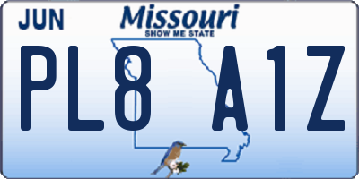 MO license plate PL8A1Z