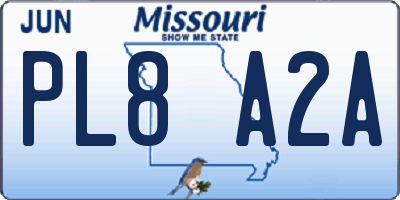 MO license plate PL8A2A