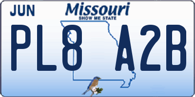 MO license plate PL8A2B