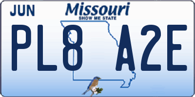 MO license plate PL8A2E