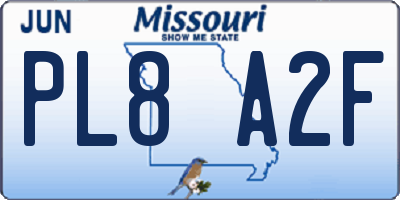 MO license plate PL8A2F