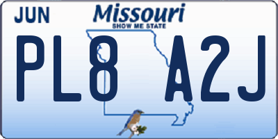 MO license plate PL8A2J