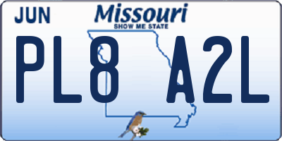 MO license plate PL8A2L