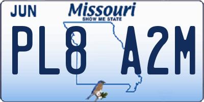 MO license plate PL8A2M