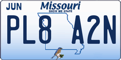 MO license plate PL8A2N