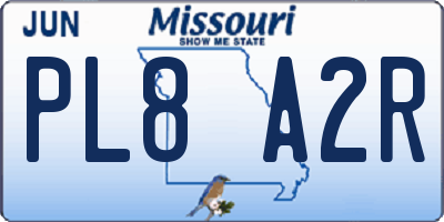MO license plate PL8A2R