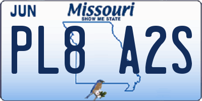 MO license plate PL8A2S