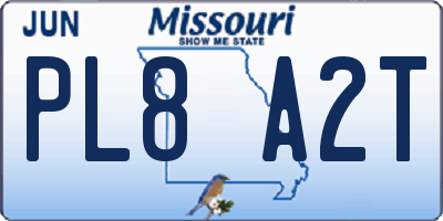 MO license plate PL8A2T