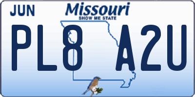 MO license plate PL8A2U