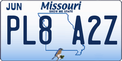 MO license plate PL8A2Z