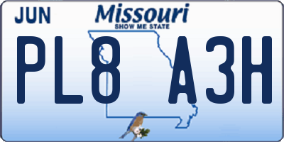MO license plate PL8A3H