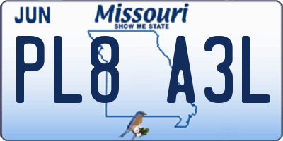 MO license plate PL8A3L