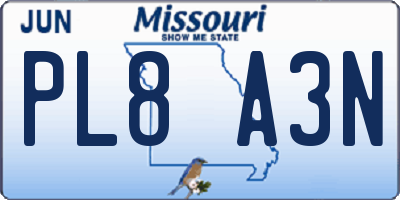 MO license plate PL8A3N