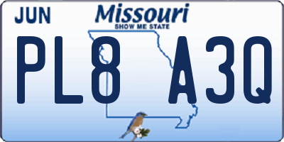 MO license plate PL8A3Q