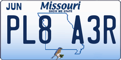 MO license plate PL8A3R