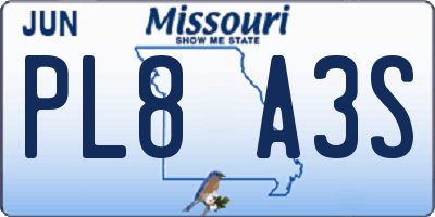 MO license plate PL8A3S