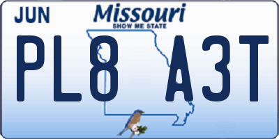 MO license plate PL8A3T