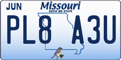 MO license plate PL8A3U