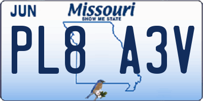 MO license plate PL8A3V