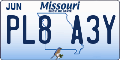 MO license plate PL8A3Y