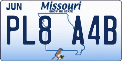 MO license plate PL8A4B