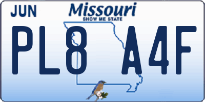 MO license plate PL8A4F