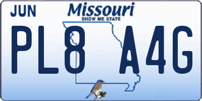 MO license plate PL8A4G