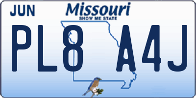 MO license plate PL8A4J