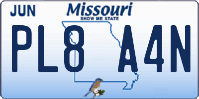 MO license plate PL8A4N