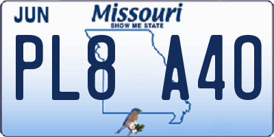 MO license plate PL8A4O
