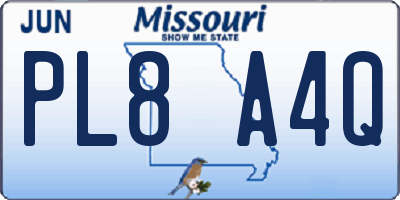 MO license plate PL8A4Q