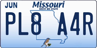 MO license plate PL8A4R