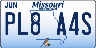 MO license plate PL8A4S