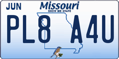 MO license plate PL8A4U