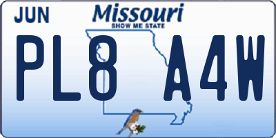 MO license plate PL8A4W