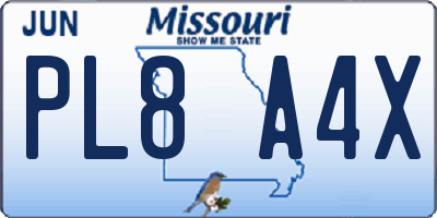 MO license plate PL8A4X