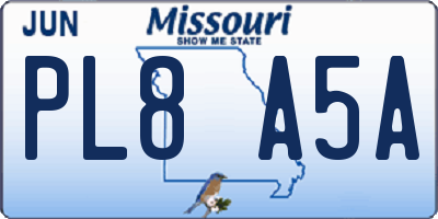 MO license plate PL8A5A