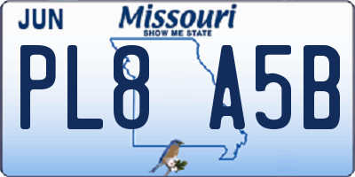 MO license plate PL8A5B