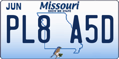 MO license plate PL8A5D