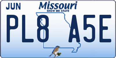 MO license plate PL8A5E