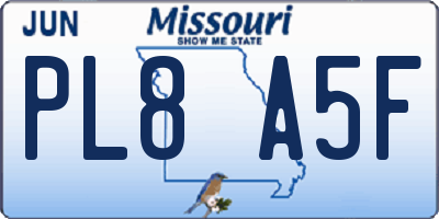 MO license plate PL8A5F