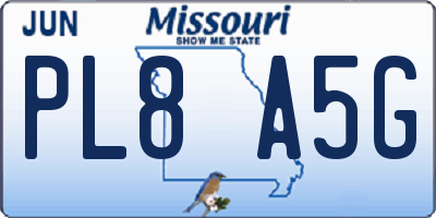 MO license plate PL8A5G