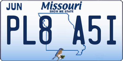 MO license plate PL8A5I